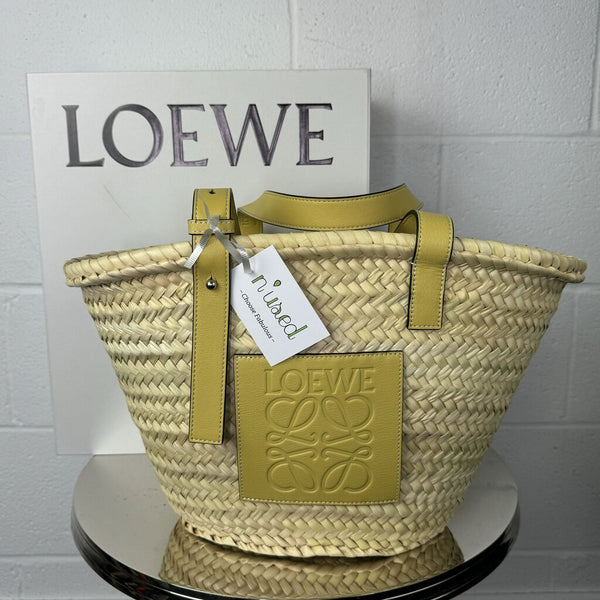 Loewe Basket Bag in Palm Leaf and Calfskin