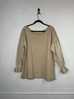 Pilcro Distressed Top with Poufy Sleeves