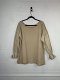 Pilcro Distressed Top with Poufy Sleeves