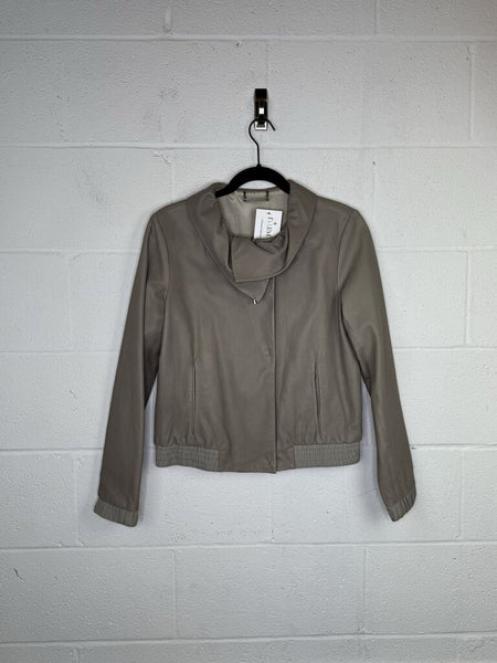 Diane von Furstenberg Shawl Collar Leather Jacket