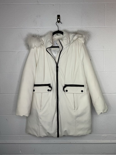 Derek Lam Midi Parka with Faux Fur Trim Hood